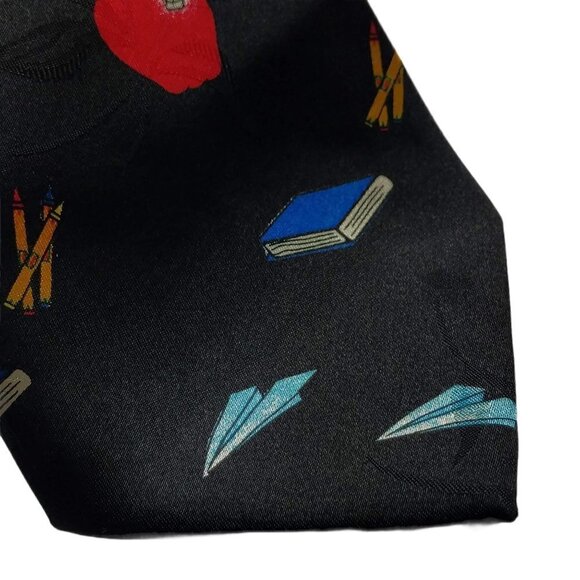 Rogers Necktie School Books Pencils Apples - Picture 3 of 6